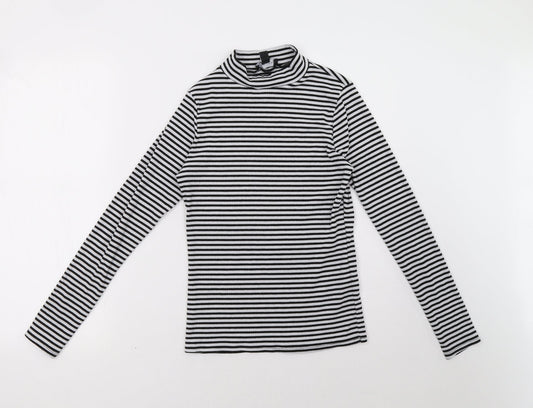 New Look Womens Black Striped  Pullover Sweatshirt Size 12