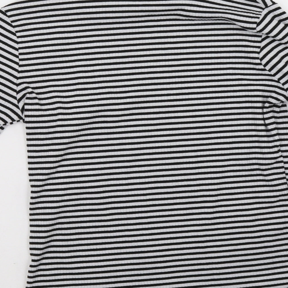 New Look Womens Black Striped  Pullover Sweatshirt Size 12