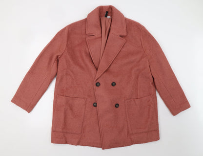 H&M Womens Pink   Overcoat Coat Size L