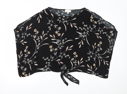 Apricot Womens Black Floral  Basic Blouse Size 12