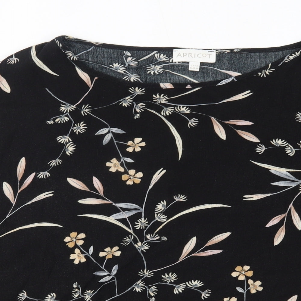 Apricot Womens Black Floral  Basic Blouse Size 12