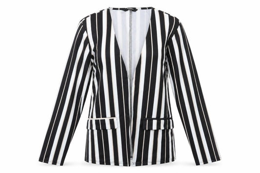 Zeagoo  Womens Black Striped  Cardigan Jumper Size L