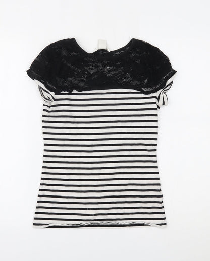H&M Womens Black Striped  Basic Blouse Size S