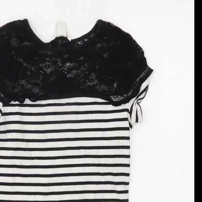 H&M Womens Black Striped  Basic Blouse Size S