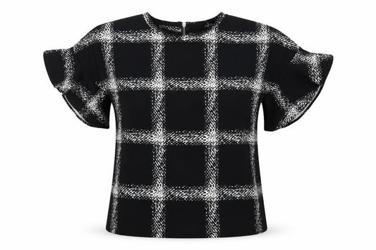 F&F Womens Black Check  Basic Blouse Size 6