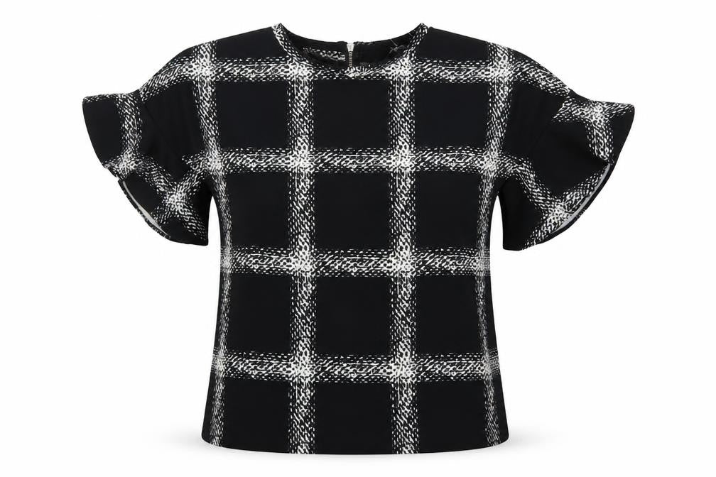 F&F Womens Black Check  Basic Blouse Size 6