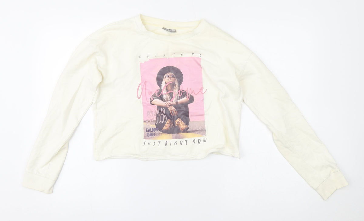 Destination Girls White   Pullover Sweatshirt Size 13-14 Years