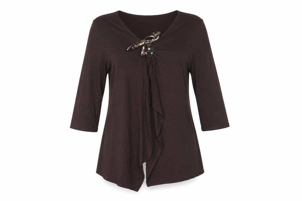 Soon Womens Brown   Basic Blouse Size 14