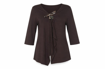 Soon Womens Brown   Basic Blouse Size 14