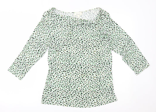 Linea Womens Green Animal Print  Basic Blouse Size L