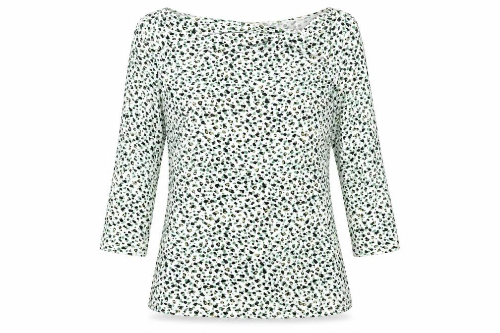 Linea Womens Green Animal Print  Basic Blouse Size L