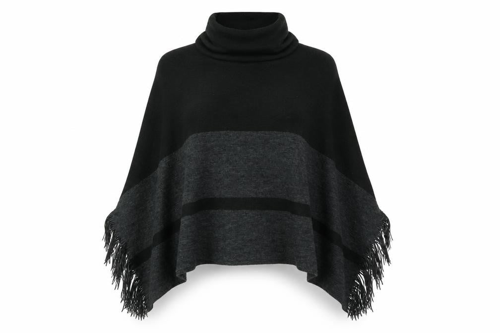 F&F Womens Grey Striped   Poncho Size S