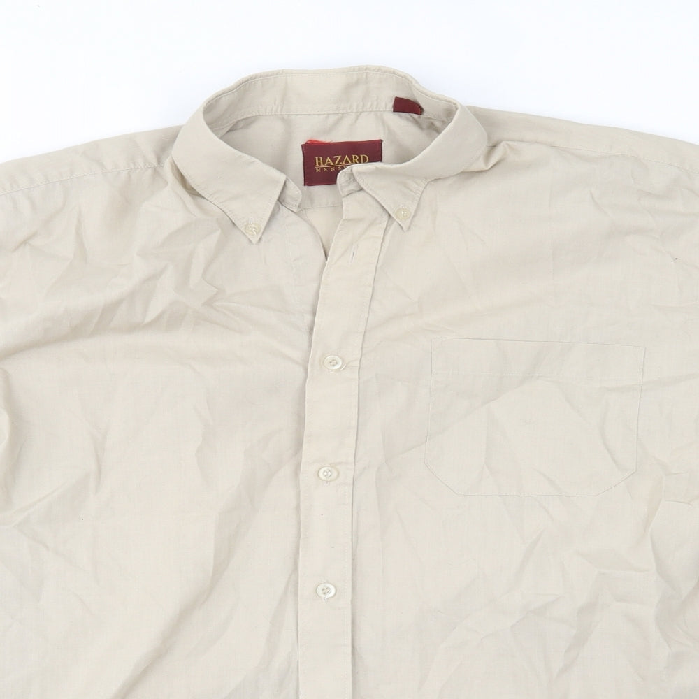 hazard Mens Beige    Button-Up Size M