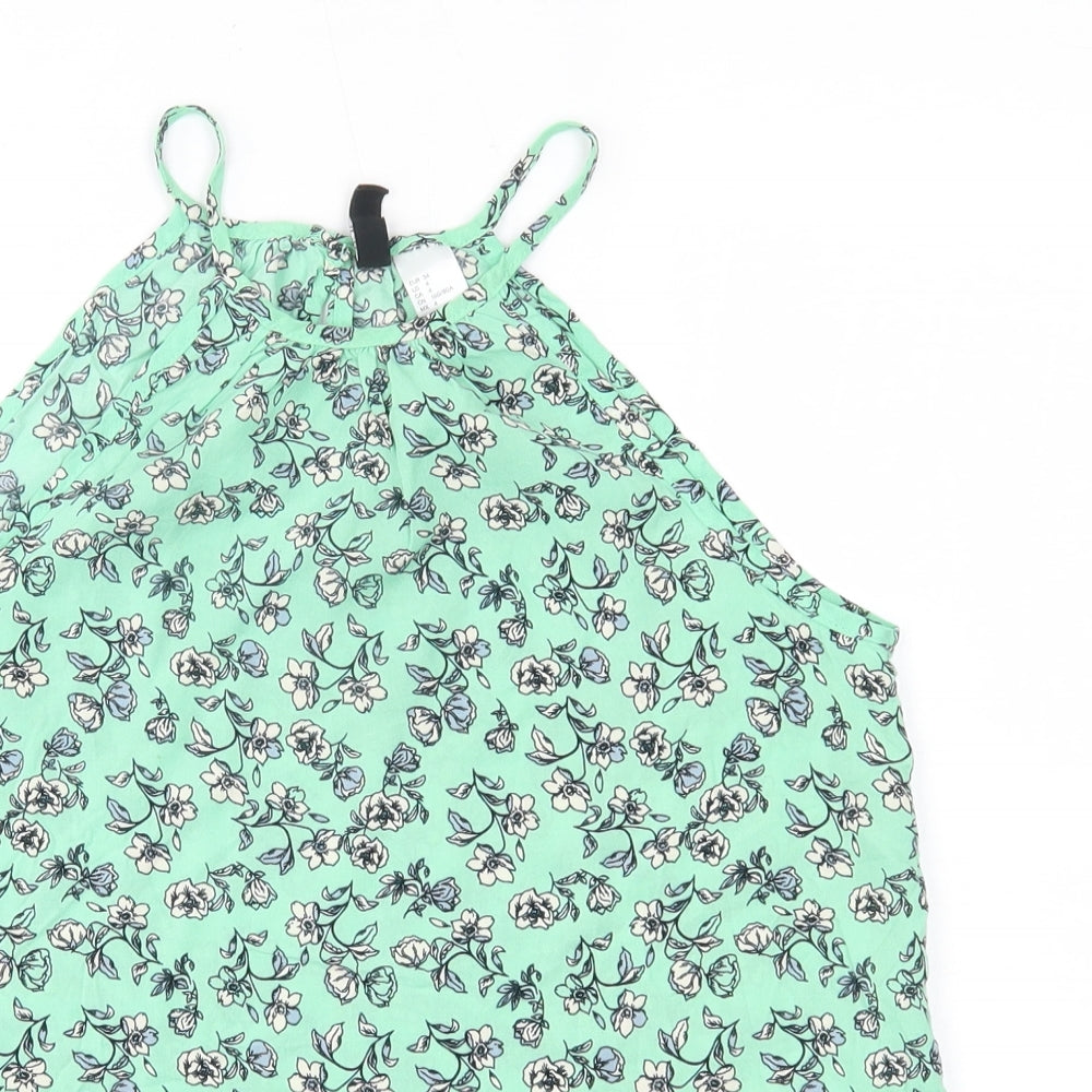 H&M Womens Green Floral  Camisole Blouse Size 6