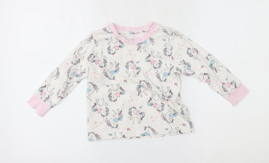 Matalan Girls White    Pyjama Top Size 3-4 Years  - unicorn