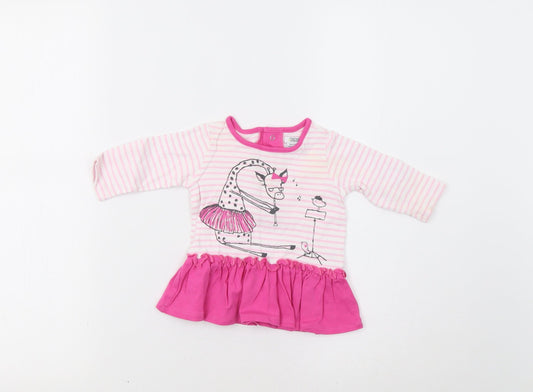 mamas & papas Baby Pink Striped  Tunic Blouse Size 0-3 Months