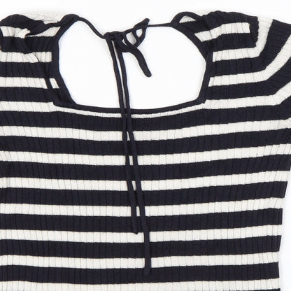 Next Womens Blue Striped  Basic Blouse Size 10