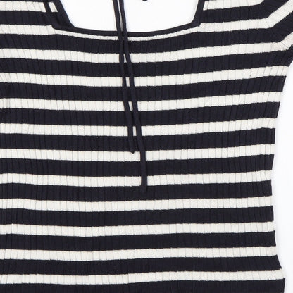Next Womens Blue Striped  Basic Blouse Size 10