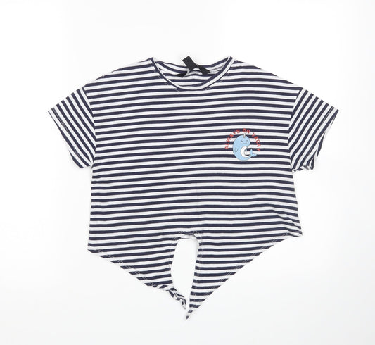 New Look Girls Multicoloured Striped  Basic T-Shirt Size 9 Years