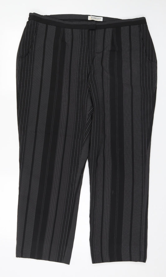 Chrmart Womens Grey Striped  Trousers  Size 20 L27 in