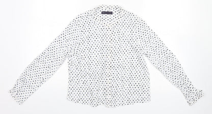 Marks & Spencer Womens White Polka Dot  Basic Button-Up Size 8