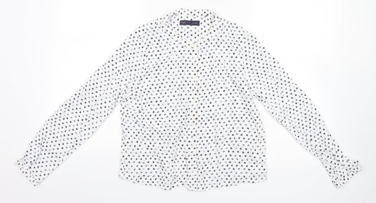 Marks and Spencer Womens White Polka Dot  Basic Button-Up Size 8
