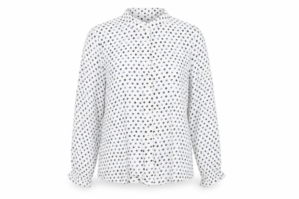 Marks & Spencer Womens White Polka Dot  Basic Button-Up Size 8