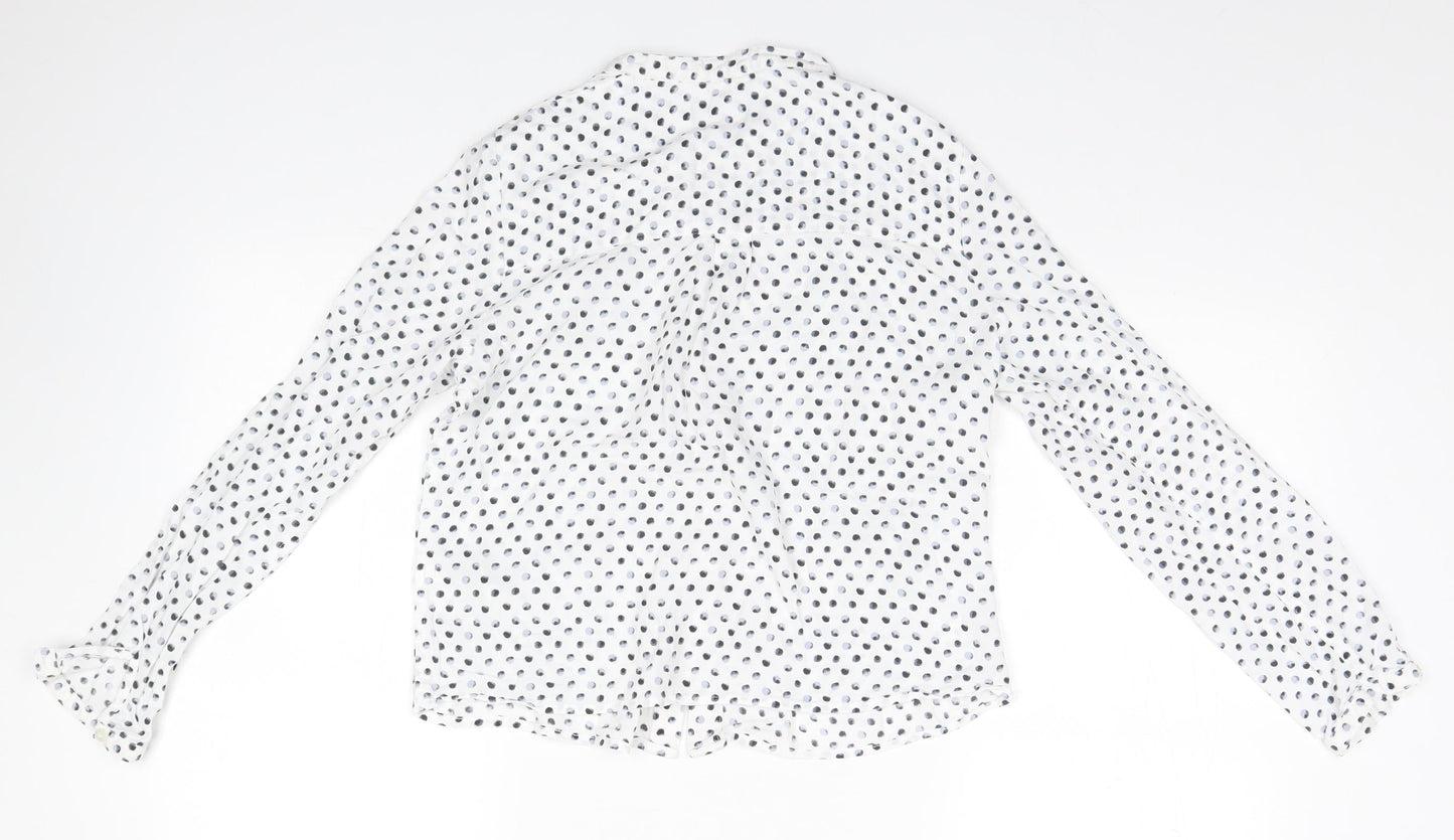 Marks and Spencer Womens White Polka Dot  Basic Button-Up Size 8