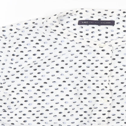 Marks & Spencer Womens White Polka Dot  Basic Button-Up Size 8