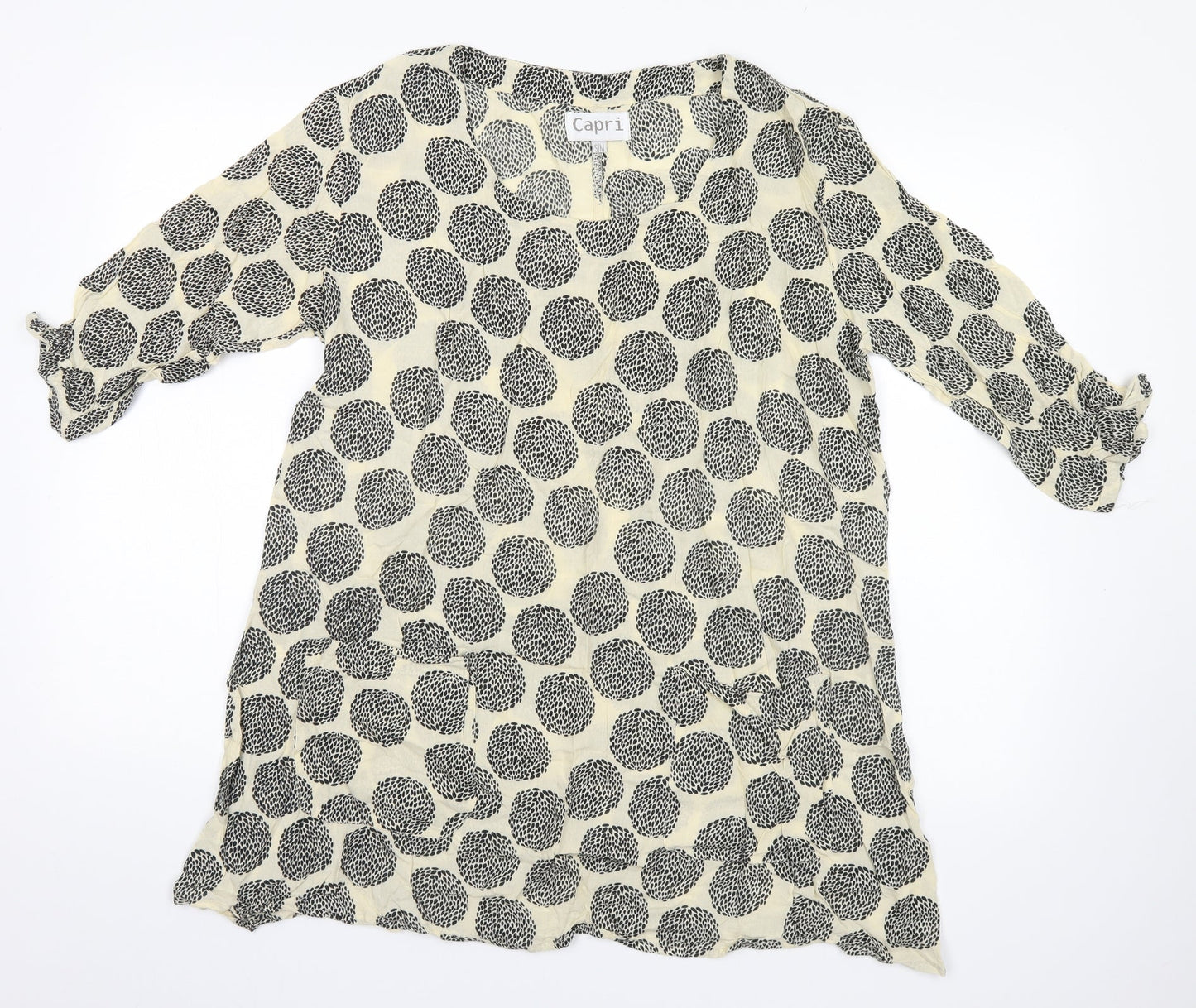 Capri Womens Beige Polka Dot  Basic Blouse Size S