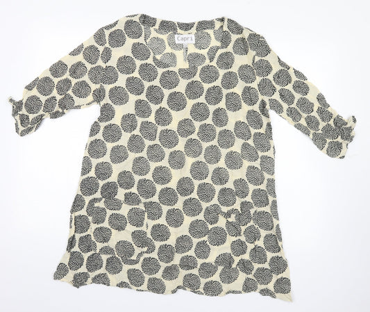 Capri Womens Beige Polka Dot  Basic Blouse Size S