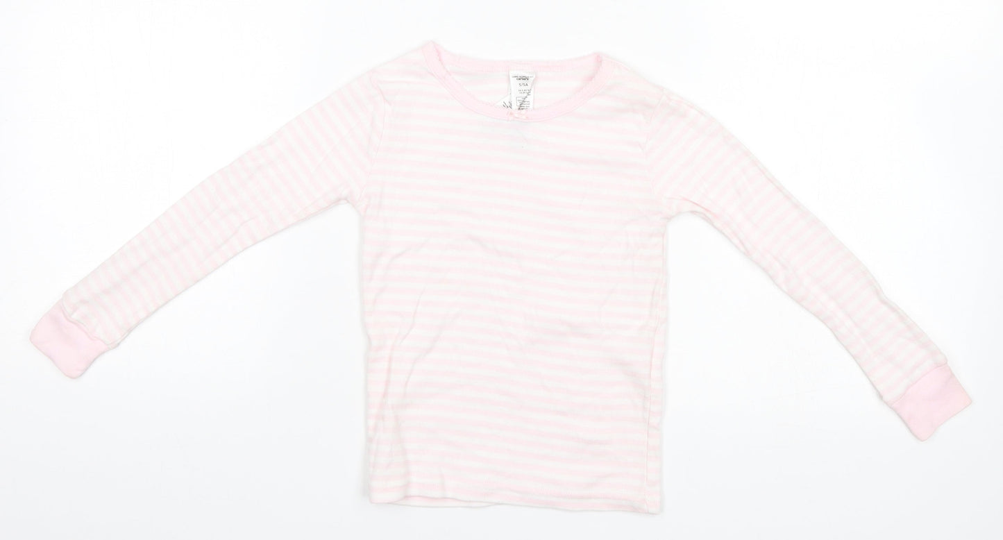 Carter's Girls White Striped  Basic T-Shirt Size 5 Years