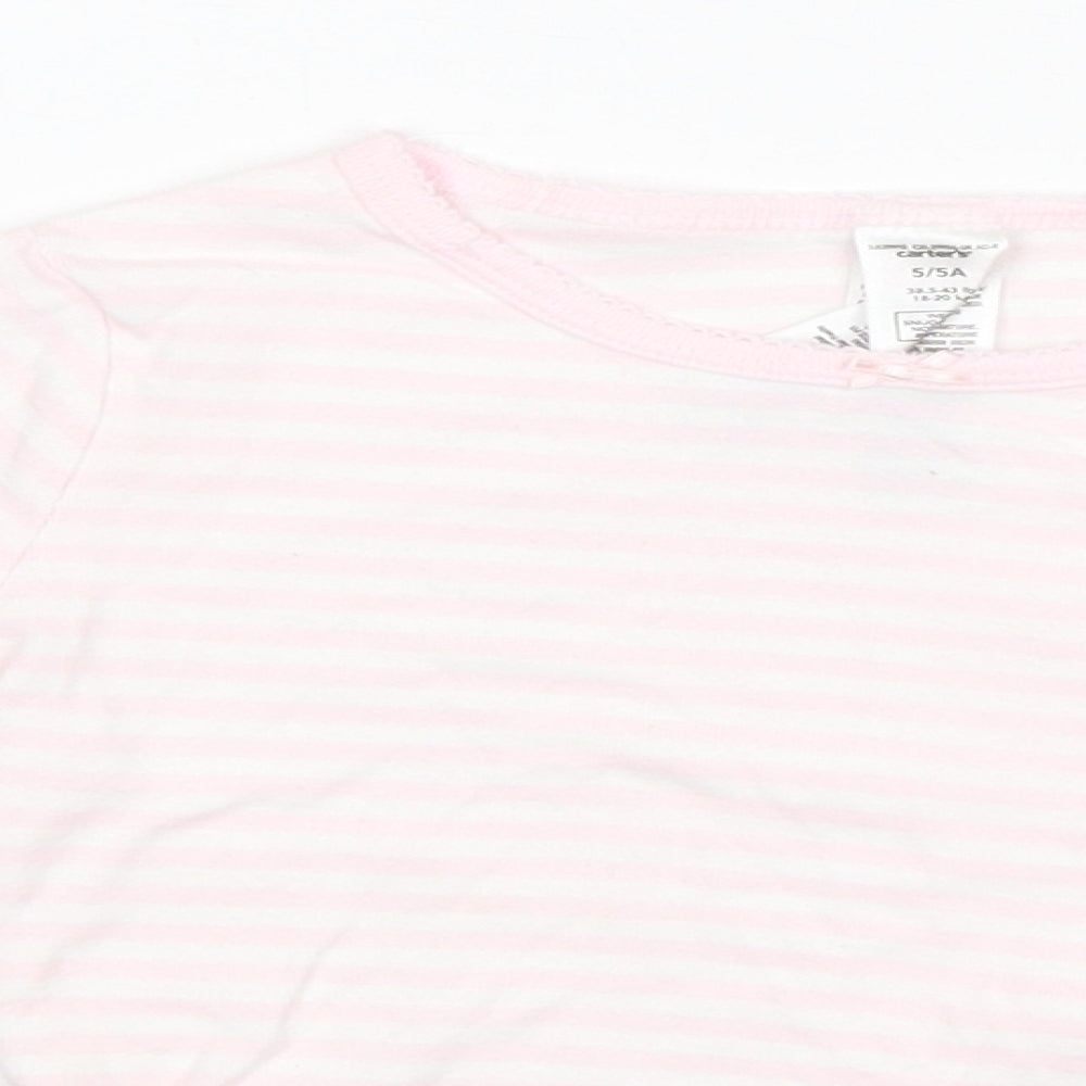 Carter's Girls White Striped  Basic T-Shirt Size 5 Years