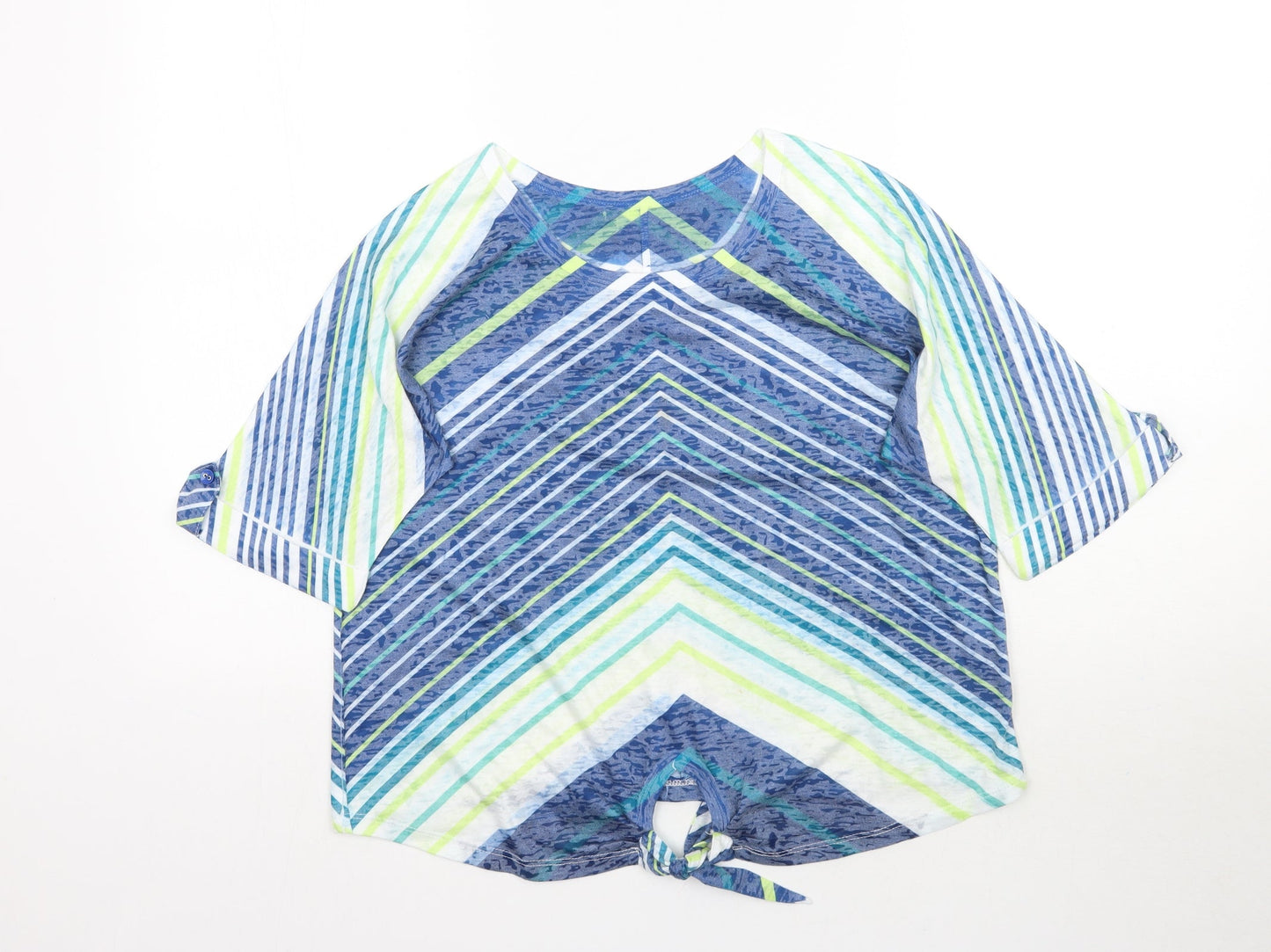 Just Elegance Womens Multicoloured Striped  Basic T-Shirt Size L  - Tie front