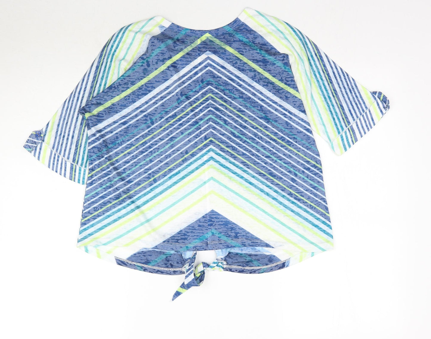 Just Elegance Womens Multicoloured Striped  Basic T-Shirt Size L  - Tie front