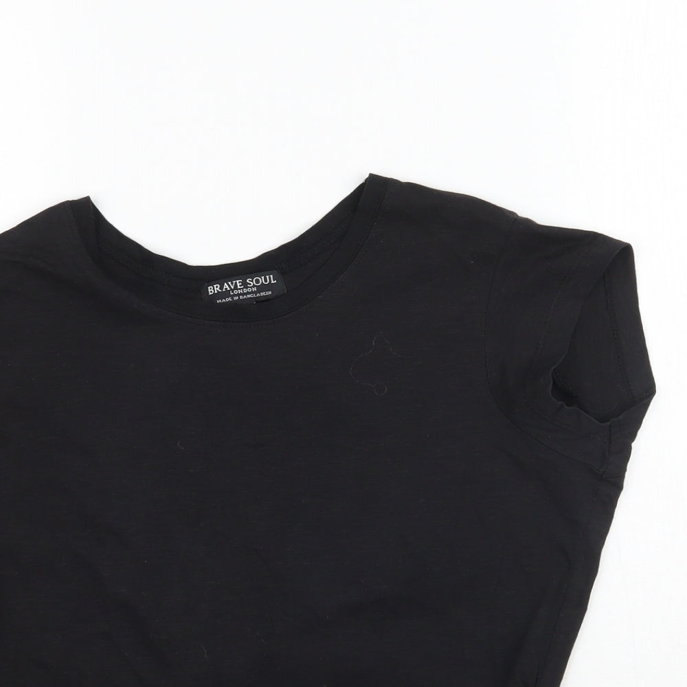 Brave Soul Womens Black   Basic T-Shirt Size XS  - Tie back