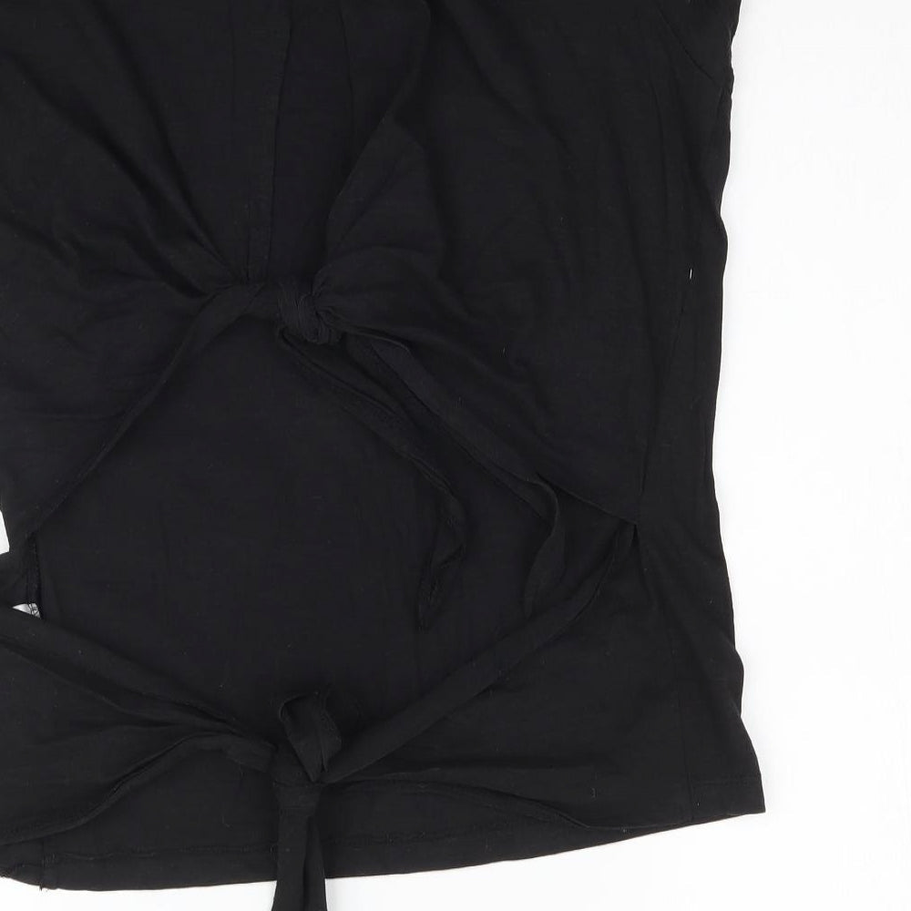 Brave Soul Womens Black   Basic T-Shirt Size XS  - Tie back