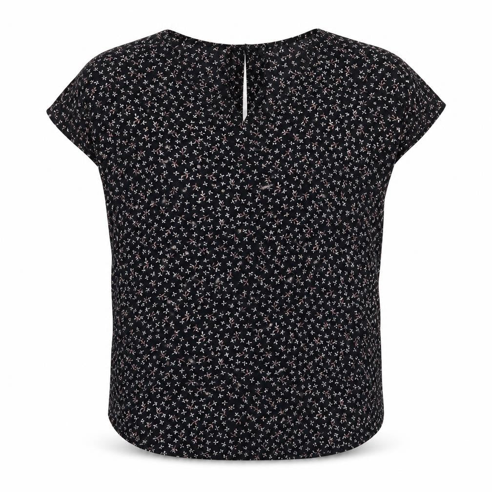 Premise Womens Black Floral  Basic Blouse Size S