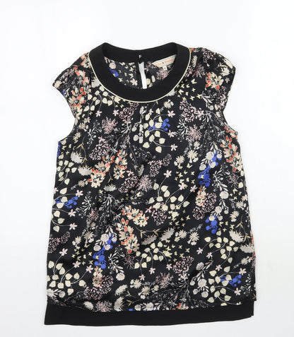 Preloved Dorothy Perkins Womens Black Floral  Basic Blouse Size 10 - Front