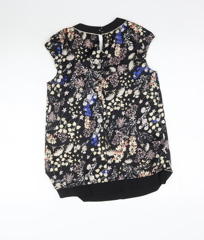 Preloved Dorothy Perkins Womens Black Floral  Basic Blouse Size 10 - Back