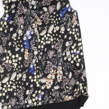 Preloved Dorothy Perkins Womens Black Floral  Basic Blouse Size 10 - Label