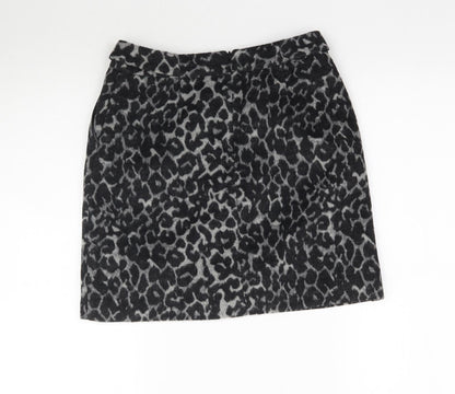 Preloved Oasis Womens Grey Animal Print  Mini Skirt Size 6 - Back