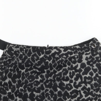 Preloved Oasis Womens Grey Animal Print  Mini Skirt Size 6 - Detail