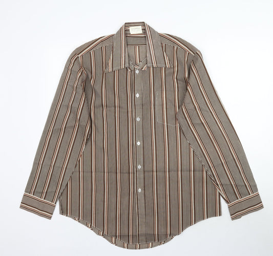 Preworn Mens Blue Striped   Button-Up Size 16.5