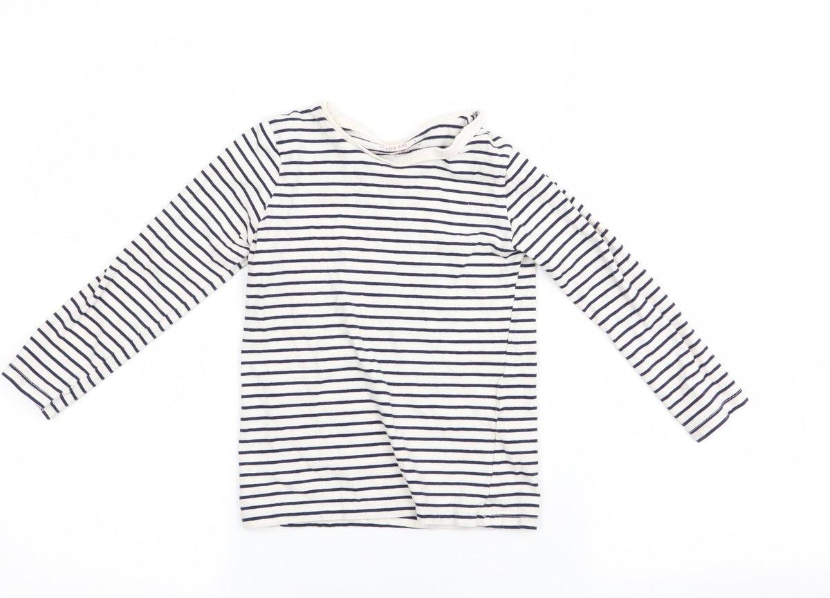 F&F  Girls White Striped  Basic T-Shirt Size 5-6 Years