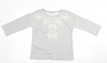 Tu  Womens Grey Floral  Pullover Jumper Size 10