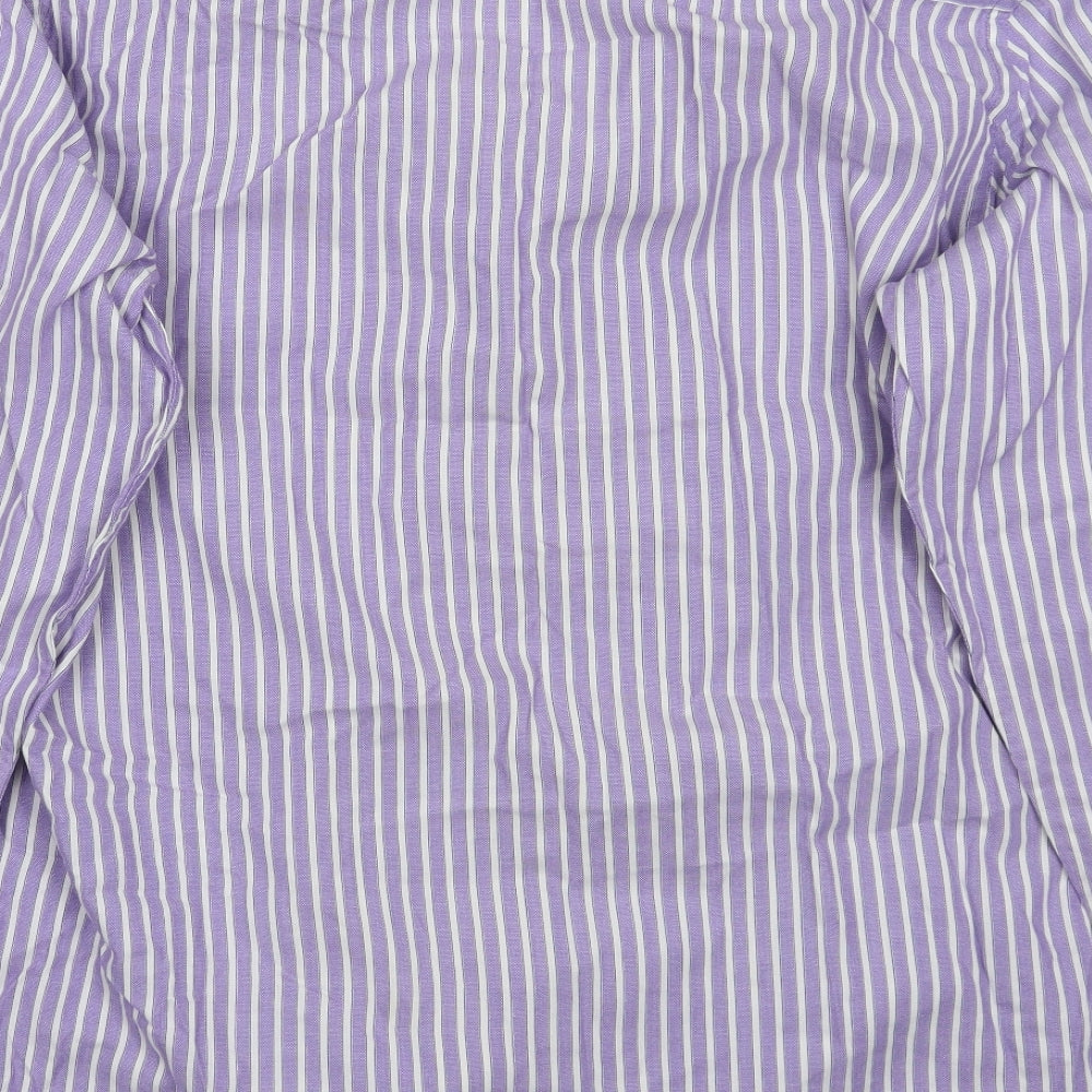Taylor & Wright Mens Purple Striped   Button-Up Size 15.5