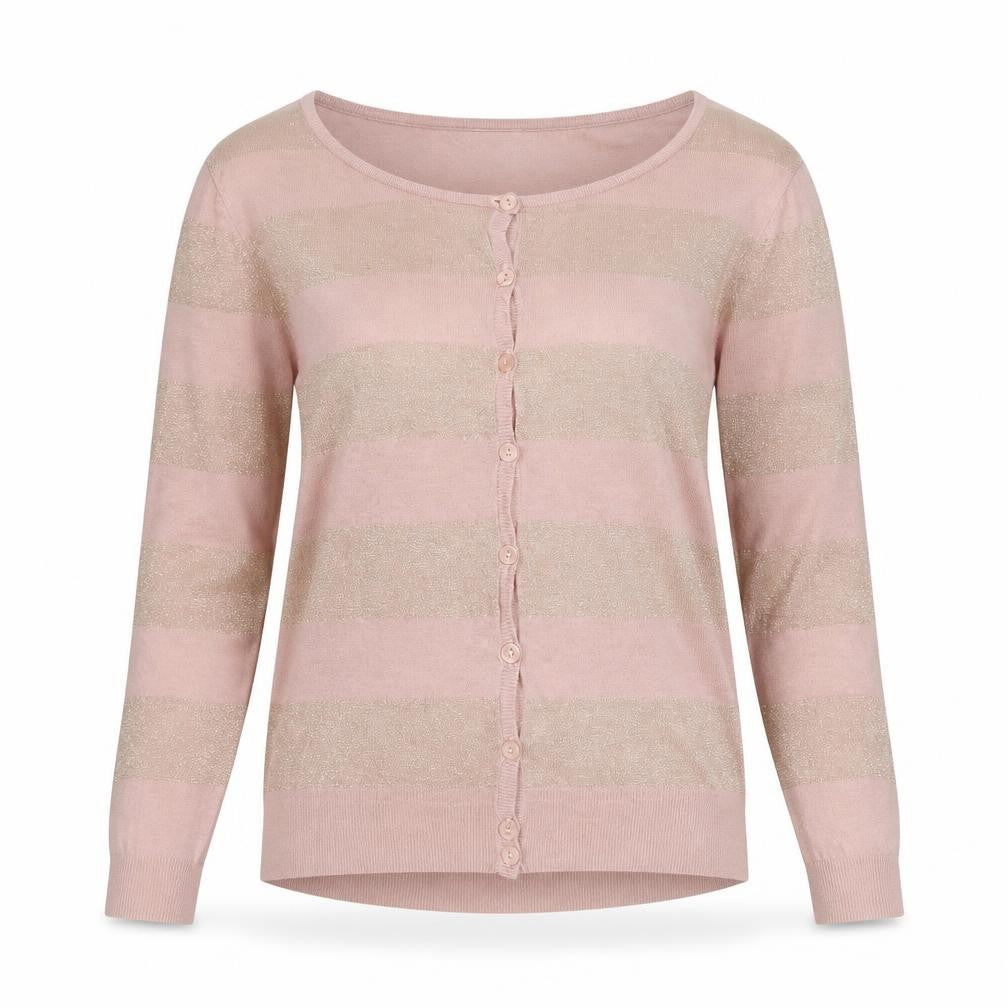 Plaza Italia Womens Pink Striped  Cardigan Jumper Size M