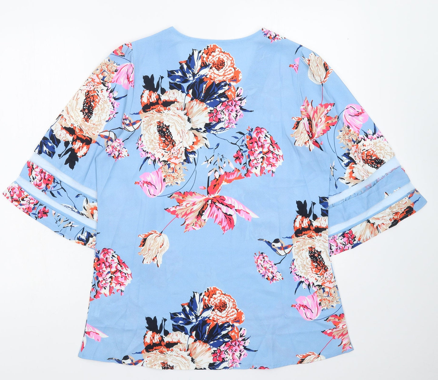 Preworn Womens Blue Floral  Basic Blouse Size S