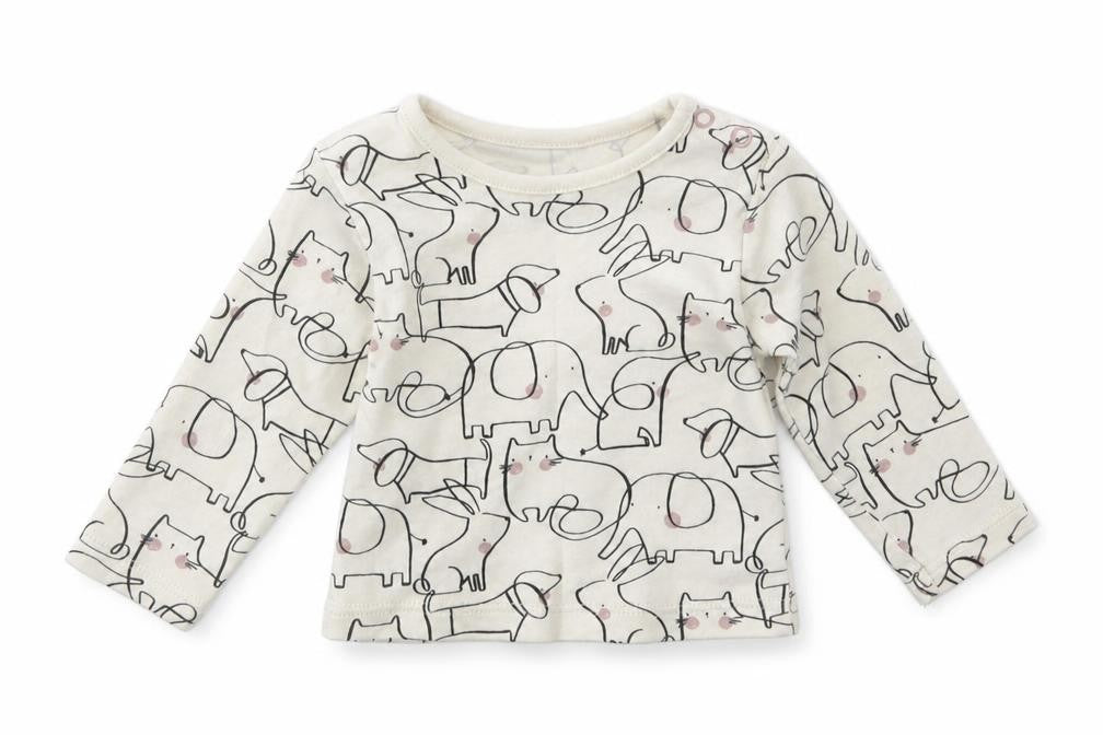 TU Girls Beige Geometric  Basic T-Shirt Size 0-3 Months